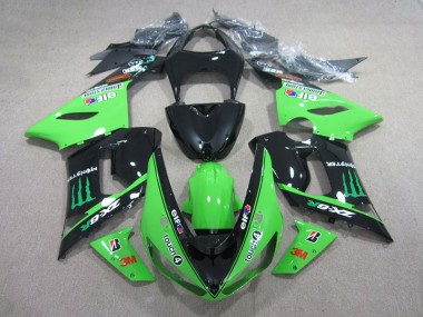 Inexpensive 2005-2006 Black Green 3M Touch4 Monster Kawasaki ZX6R Motorbike Fairing