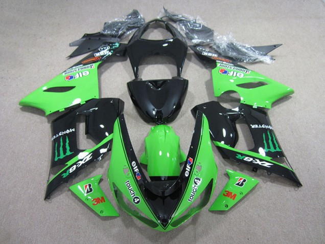 Inexpensive 2005-2006 Black Green 3M Touch4 Monster Kawasaki ZX6R Motorbike Fairing Inexpensive 2005-2006 Black Green 3M Touch4 Monster Kawasaki ZX6R Motorbike Fairing