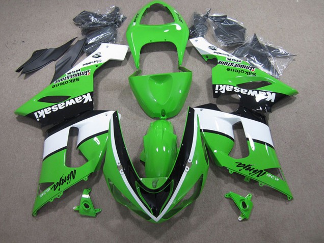 Inexpensive 2005-2006 Green White Black Ninja 636 Kawasaki ZX6R Bike Fairings Inexpensive 2005-2006 Green White Black Ninja 636 Kawasaki ZX6R Bike Fairings