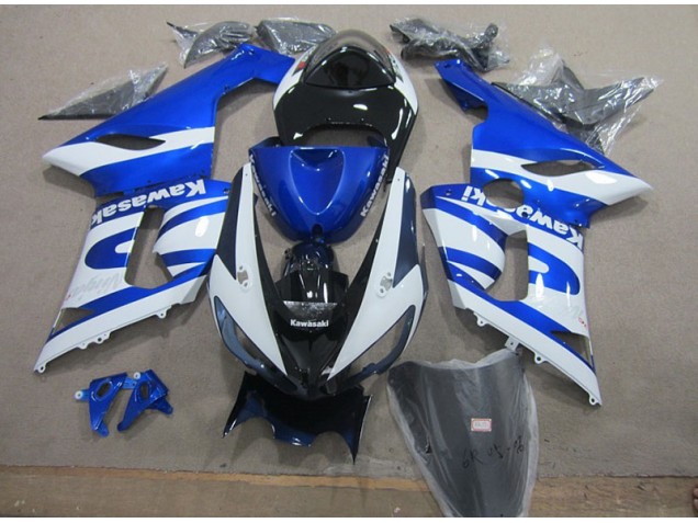 Inexpensive 2005-2006 Blue White Kawasaki ZX6R Replacement Motorcycle Fairings Inexpensive 2005-2006 Blue White Kawasaki ZX6R Replacement Motorcycle Fairings