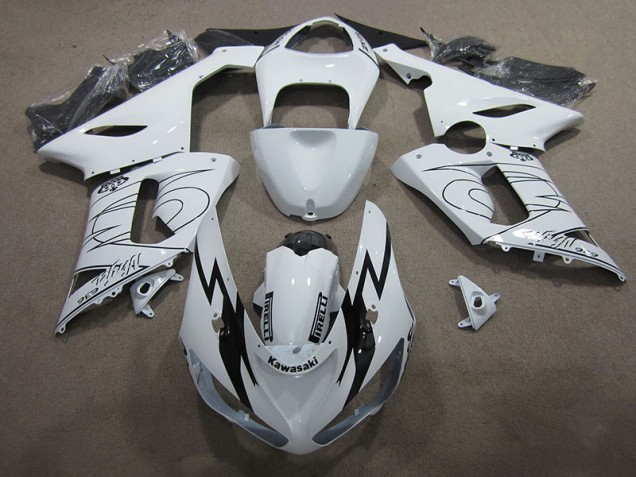 Inexpensive 2005-2006 White Ninja 636 Kawasaki ZX6R Moto Fairings