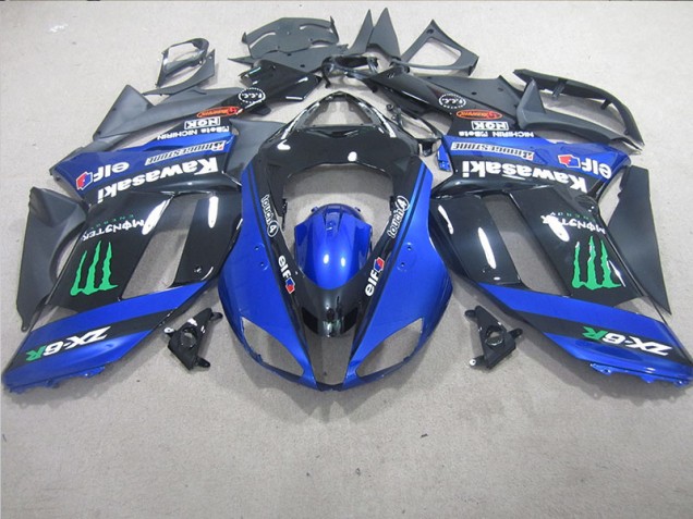 Inexpensive 2007-2008 Black Blue Monster Kawasaki ZX6R Motorcycle Replacement Fairings Inexpensive 2007-2008 Black Blue Monster Kawasaki ZX6R Motorcycle Replacement Fairings