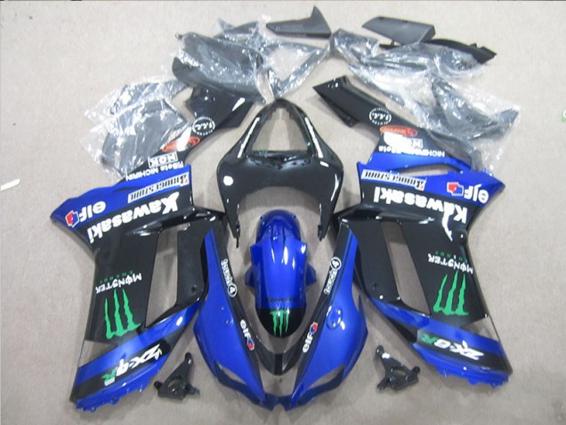 Inexpensive 2007-2008 Black Blue Green Monster Kawasaki ZX6R Motorcyle Fairings Inexpensive 2007-2008 Black Blue Green Monster Kawasaki ZX6R Motorcyle Fairings