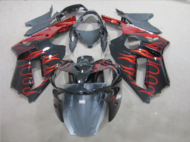 Inexpensive 2007-2008 Black Red Flame Kawasaki ZX6R Replacement Fairings Inexpensive 2007-2008 Black Red Flame Kawasaki ZX6R Replacement Fairings