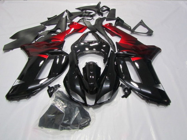 Inexpensive 2007-2008 Black Red Kawasaki ZX6R Motorcycle Fairings Kit Inexpensive 2007-2008 Black Red Kawasaki ZX6R Motorcycle Fairings Kit