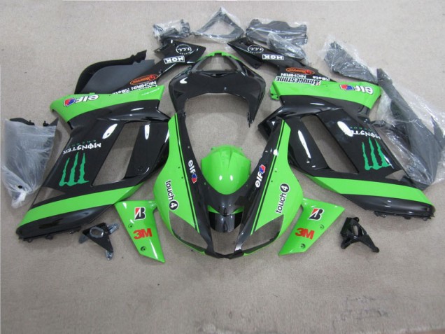 Inexpensive 2007-2008 Green Black 3M Monster Kawasaki ZX6R Motorbike Fairing Inexpensive 2007-2008 Green Black 3M Monster Kawasaki ZX6R Motorbike Fairing