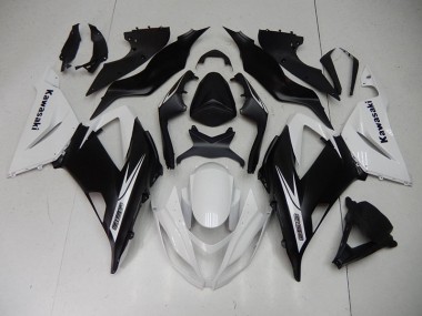 Inexpensive 2013-2018 Black White Kawasaki ZX6R Motorcycle Fairing Kits