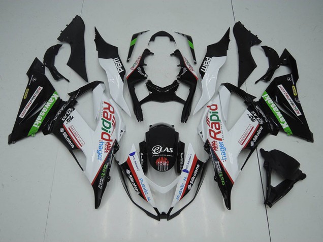Inexpensive 2013-2018 Black White Rapid Hager Kawasaki ZX6R Motorbike Fairing Inexpensive 2013-2018 Black White Rapid Hager Kawasaki ZX6R Motorbike Fairing