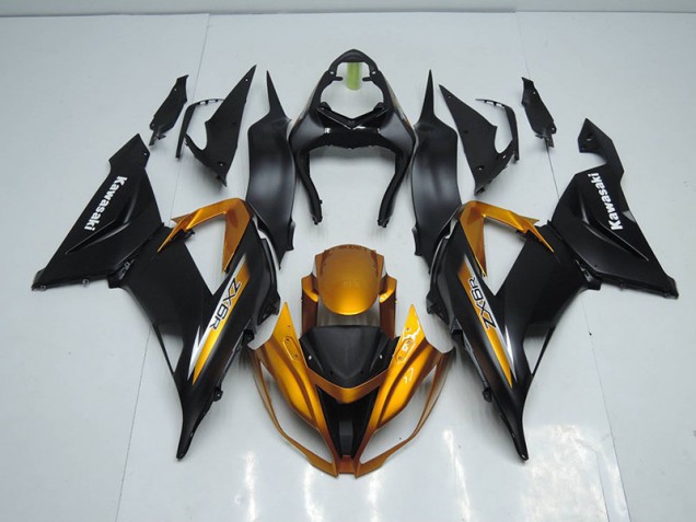 Inexpensive 2013-2018 Black Gold Kawasaki ZX6R Motor Bike Fairings Inexpensive 2013-2018 Black Gold Kawasaki ZX6R Motor Bike Fairings
