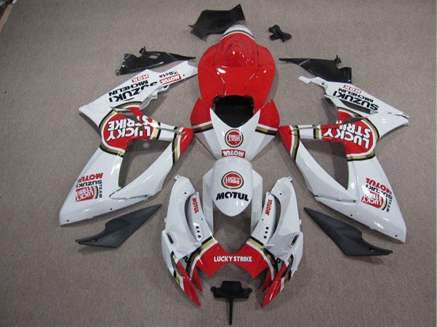 Inexpensive 2005-2006 White Lucky Strike Red Motul Suzuki GSXR1000 Motorcycle Fairing Inexpensive 2005-2006 White Lucky Strike Red Motul Suzuki GSXR1000 Motorcycle Fairing