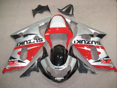 Inexpensive 2001-2003 Red Silver Suzuki GSXR600 Motorcylce Fairings
