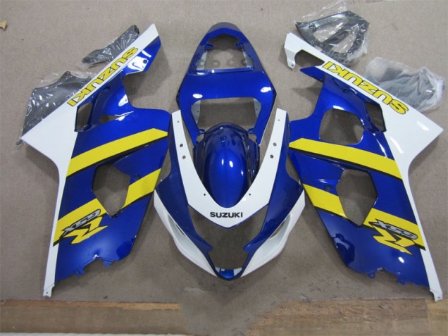 Inexpensive 2004-2005 Blue White Yellow Suzuki GSXR600 Replacement Motorcycle Fairings Inexpensive 2004-2005 Blue White Yellow Suzuki GSXR600 Replacement Motorcycle Fairings