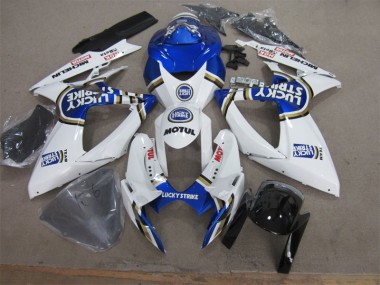 Inexpensive 2006-2007 White Blue Lucky Strike Motul Suzuki GSXR600 Motorcycle Fairing