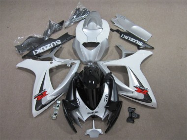 Inexpensive 2006-2007 Black White Suzuki GSXR600 Motorcycle Fairing Kit