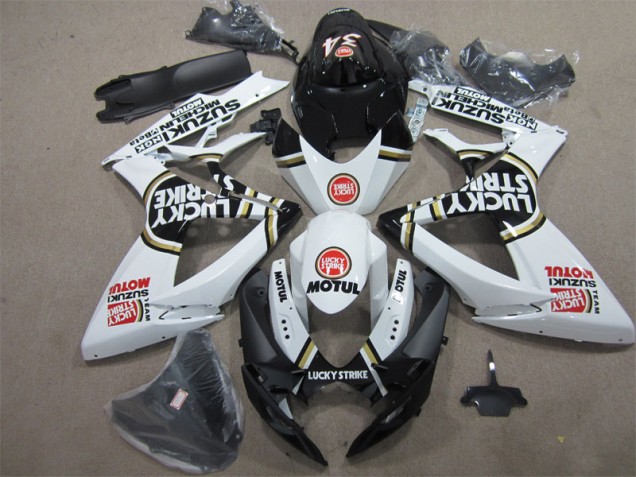 Inexpensive 2006-2007 Black White Lucky Strike Motul Suzuki GSXR600 Bike Fairing Inexpensive 2006-2007 Black White Lucky Strike Motul Suzuki GSXR600 Bike Fairing