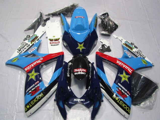 Inexpensive 2006-2007 Blue White Rockstar Makita Suzuki GSXR600 Motor Bike Fairings Inexpensive 2006-2007 Blue White Rockstar Makita Suzuki GSXR600 Motor Bike Fairings