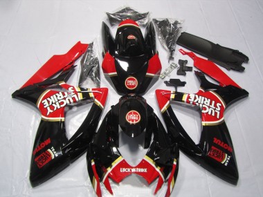 Inexpensive 2006-2007 Black Red Lucky Strike Motul Suzuki GSXR600 Bike Fairing Kit