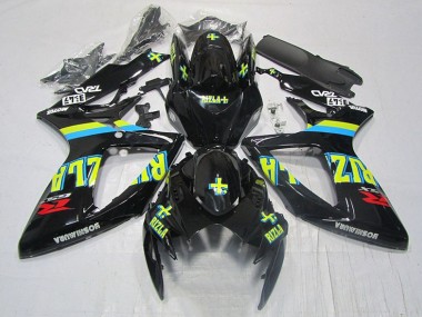 Inexpensive 2006-2007 Black Yellow Rizla Suzuki GSXR600 Moto Fairings