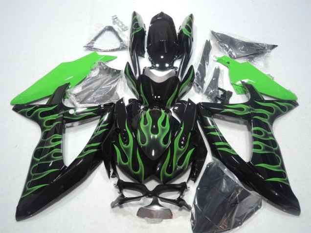 Inexpensive 2008-2010 Black Green Flame Suzuki GSXR600 Bike Fairings Inexpensive 2008-2010 Black Green Flame Suzuki GSXR600 Bike Fairings
