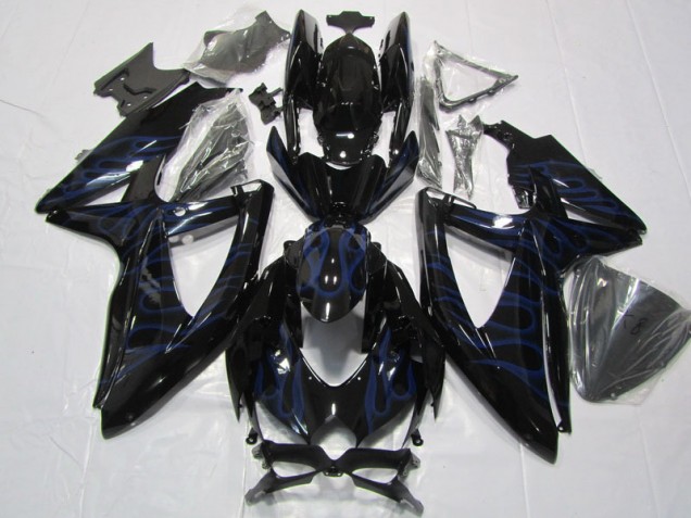 Inexpensive 2008-2010 Black Blue Flame Suzuki GSXR600 Bike Fairing
