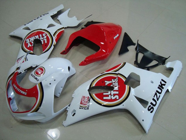 Inexpensive 2001-2003 Red White Lucky Strike Suzuki GSXR750 Motorcyle Fairings Inexpensive 2001-2003 Red White Lucky Strike Suzuki GSXR750 Motorcyle Fairings