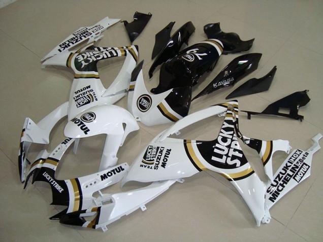 Inexpensive 2006-2007 White Lucky Strike Black Motul Suzuki GSXR750 Motorcycle Fairings Kit Inexpensive 2006-2007 White Lucky Strike Black Motul Suzuki GSXR750 Motorcycle Fairings Kit