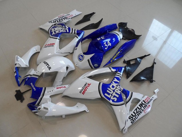 Inexpensive 2006-2007 Blue White Lucky Strike Motul 34 Suzuki GSXR750 Motorcycle Fairing Kit Inexpensive 2006-2007 Blue White Lucky Strike Motul 34 Suzuki GSXR750 Motorcycle Fairing Kit