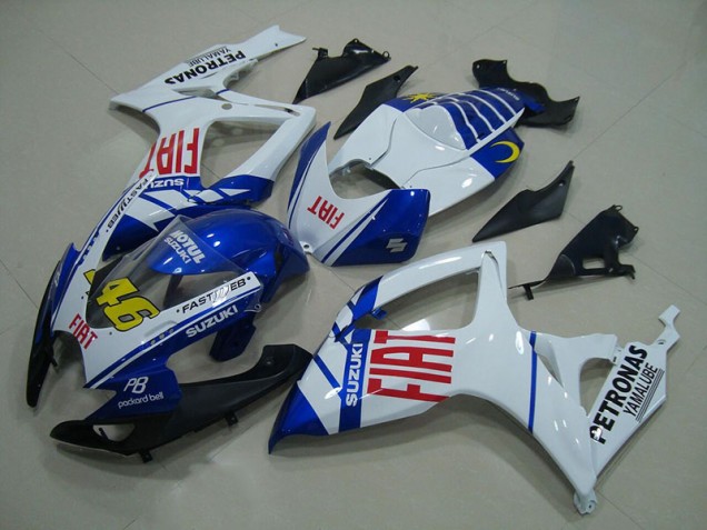 Inexpensive 2006-2007 White Blue Fiat 46 Suzuki GSXR750 Motor Bike Fairings Inexpensive 2006-2007 White Blue Fiat 46 Suzuki GSXR750 Motor Bike Fairings