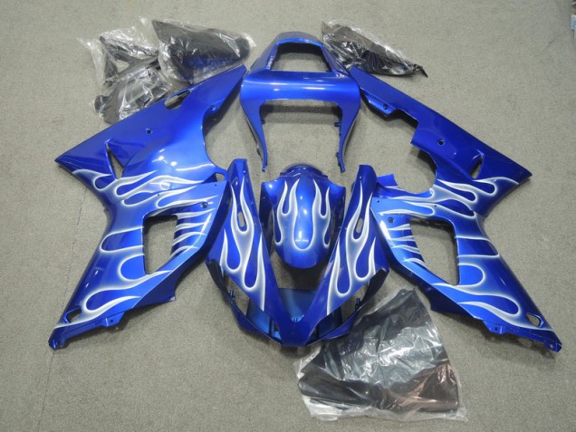Inexpensive 2000-2001 Blue White Flame Yamaha YZF R1 Motorcycle Fairings Kit Inexpensive 2000-2001 Blue White Flame Yamaha YZF R1 Motorcycle Fairings Kit