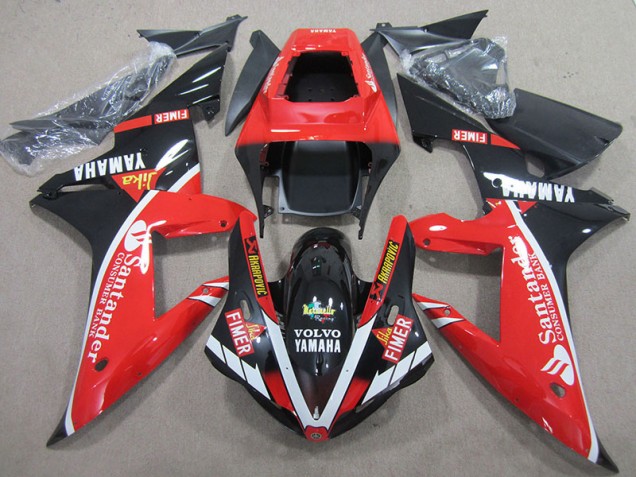 Inexpensive 2004-2006 Red Black White Santander Yamaha YZF R1 Motorbike Fairings