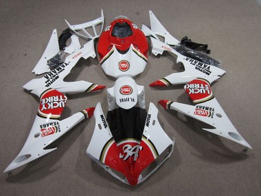 Inexpensive 2004-2006 Red White Lucky Strike Yamaha YZF R1 Motorcycle Replacement Fairings