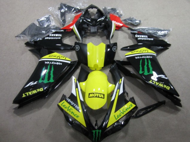 Inexpensive 2007-2008 Black Yellow Motul Leovince Yamaha YZF R1 Motorcycle Fairings Kit Inexpensive 2007-2008 Black Yellow Motul Leovince Yamaha YZF R1 Motorcycle Fairings Kit
