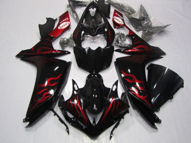 Inexpensive 2007-2008 Black Red Flame Yamaha YZF R1 Motorcycle Fairings Inexpensive 2007-2008 Black Red Flame Yamaha YZF R1 Motorcycle Fairings