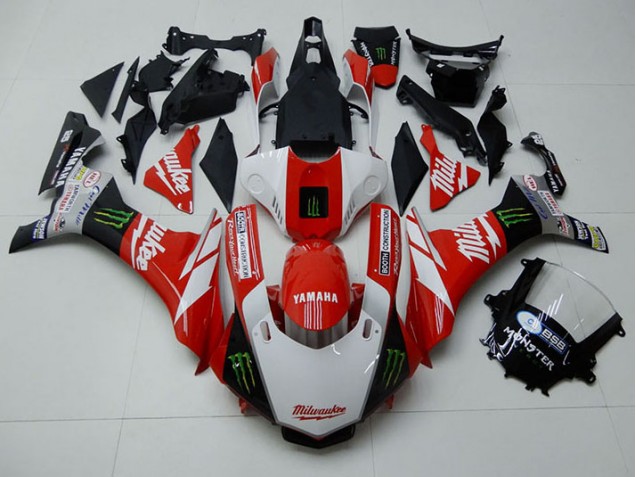 Inexpensive 2015-2019 Red White Monster Yamaha YZF R1 Moto Fairings Inexpensive 2015-2019 Red White Monster Yamaha YZF R1 Moto Fairings