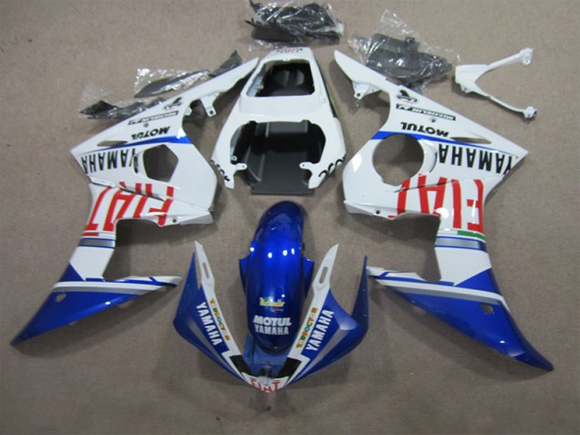 Inexpensive 2003-2005 White Blue Motul Fiat Yamaha YZF R6 Motorcycle Fairings Kits