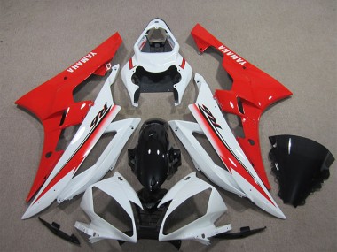 Inexpensive 2006-2007 White Black Red Yamaha YZF R6 Replacement Motorcycle Fairings