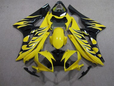 Inexpensive 2006-2007 Yellow Black Flame Yamaha YZF R6 Motorbike Fairing Kits
