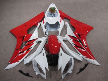 Inexpensive 2006-2007 Red White Yamaha YZF R6 Motorcycle Replacement Fairings